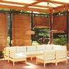 vidaXL Muebles de jard&iacute;n 9 pzas y cojines madera maciza de pino crema
