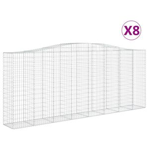vidaXL Cestas de gaviones 8 uds forma de arco hierro 400x50x160/180 cm