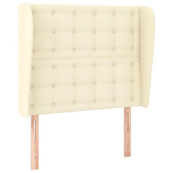 vidaXL Cabecero con orejas de cuero sint&eacute;tico crema 103x23x118/128cm