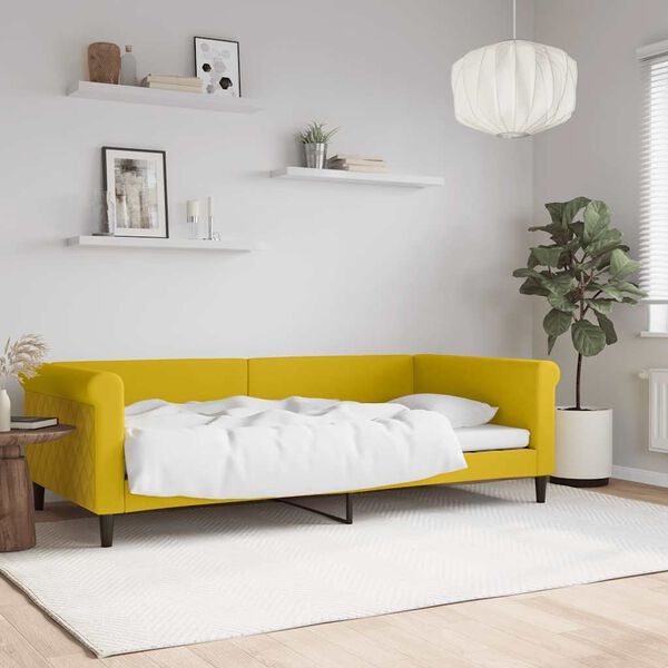 vidaXL Sof&aacute; cama sin colch&oacute;n terciopelo amarillo 100x200 cm