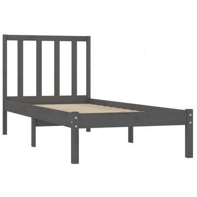 vidaXL Estructura de cama madera maciza pino individual gris 90x190cm
