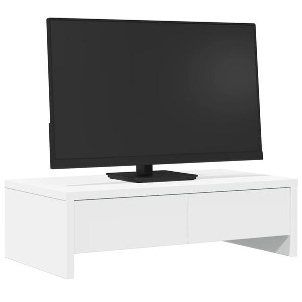 vidaXL Soporte de monitor cajones madera ingeniería blanco 50x27x15 cm