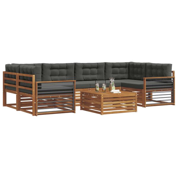 vidaXL Conjunto de sof&aacute;s de exterior 8 pcs Natural y Antracita