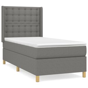 vidaXL Cama box spring con colch&oacute;n tela gris oscuro 100x200 cm