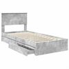 vidaXL Cama con almacenamiento con cabecera Gris Concreto 90 x 200 cm