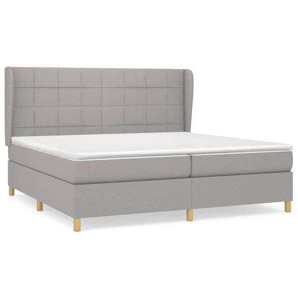 vidaXL Cama box spring con colch&oacute;n tela gris claro 200x200 cm