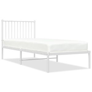 vidaXL Estructura cama sin colch&oacute;n con cabecero metal blanco 80x200 cm