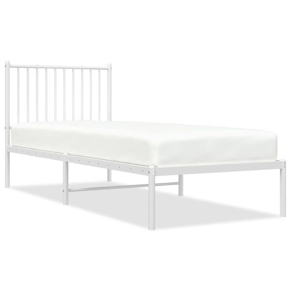 vidaXL Estructura cama sin colch&oacute;n con cabecero metal blanco 80x200 cm
