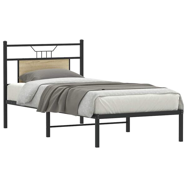 vidaXL Estructura de cama sin colch&oacute;n madera roble Sonoma 80x200 cm