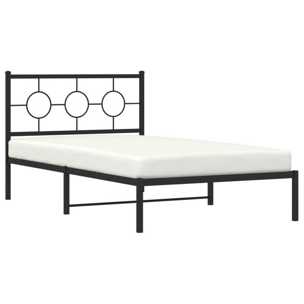 vidaXL Estructura cama sin colch&oacute;n con cabecero metal negro 107x203 cm