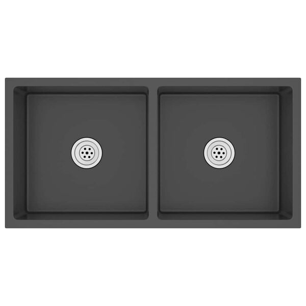 vidaXL Fregadero hecho a mano acero inoxidable negro