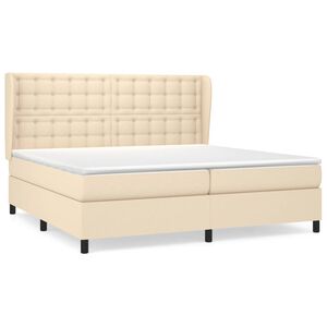vidaXL Cama box spring con colch&oacute;n tela color crema 200x200 cm
