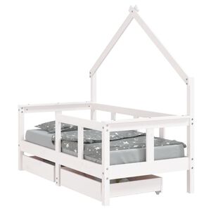 vidaXL Estructura cama ni&ntilde;os con cajones madera pino blanco 70x140 cm