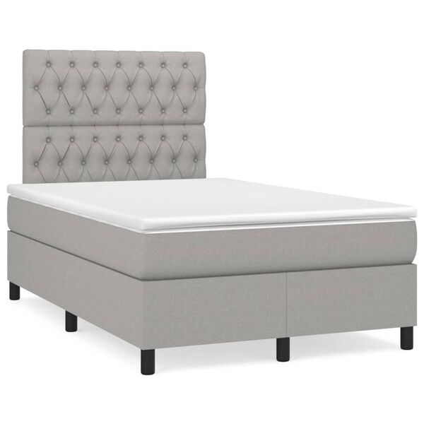vidaXL Cama box spring con colch&oacute;n tela gris claro 120x200 cm