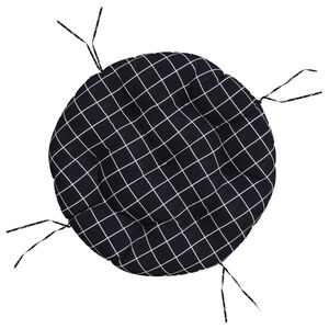 vidaXL Coj&iacute;n redondo tela Oxford estampado de cuadros negro &Oslash; 60x11 cm