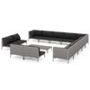 vidaXL Muebles de jard&iacute;n 14 pzas y cojines rat&aacute;n sint&eacute;tico gris oscuro