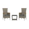 vidaXL Set comedor de jard&iacute;n 3 piezas con cojines rat&aacute;n sint&eacute;tico gris