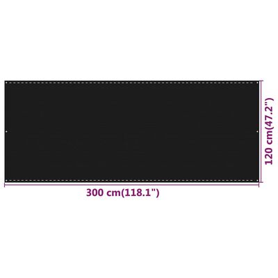 vidaXL Toldo para balcón HDPE negro 120x300 cm