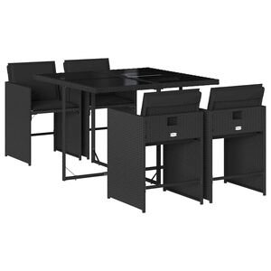 vidaXL Set de muebles jard&iacute;n 5 pzas con cojines rat&aacute;n sint&eacute;tico negro