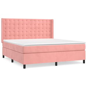 vidaXL Cama box spring con colch&oacute;n terciopelo rosa 180x200 cm