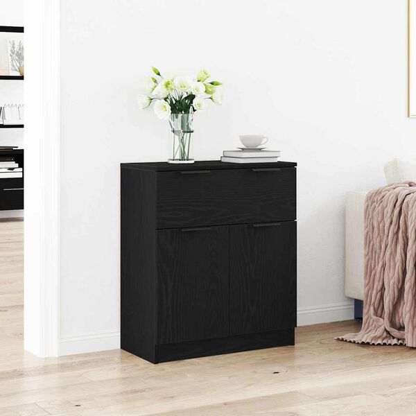vidaXL Vitrina Roble Negro 60 x 30 x 70 cm Madera contrachapada