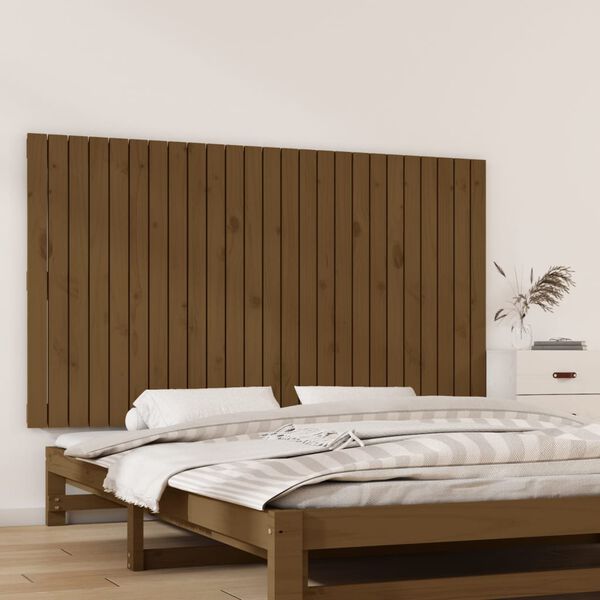 vidaXL Cabecero cama pared madera maciza pino marr&oacute;n miel 159,5x3x90cm