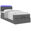 vidaXL Cama otomana con colch&oacute;n y LED tela gris oscuro 90x200 cm