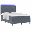 vidaXL Cama Box Spring LED con colch&oacute;n Gris oscuro 140 x 200 cm tela