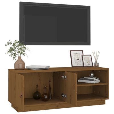 vidaXL Mueble de TV madera maciza de pino marrón miel 105x34x40 cm