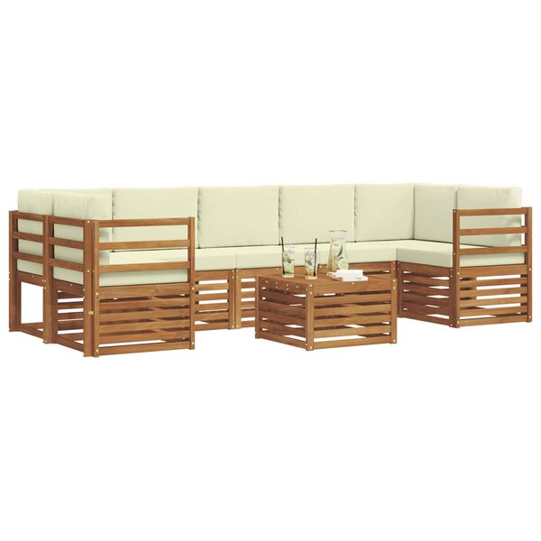 vidaXL Juegos de sof&aacute;s 8 pcs Natural y Crema Madera de Acacia S&oacute;lida