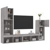 vidaXL Muebles TV pared con LED 4 pzas madera ingenier&iacute;a gris Sonoma
