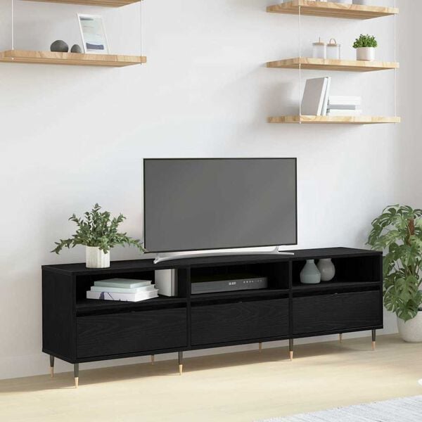 vidaXL Mueble de TV Roble Negro 150 x 30 x 45 cm Madera de ingeniería