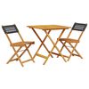 vidaXL Juego de bistro de 3 piezas rat&aacute;n PE y madera maciza negro