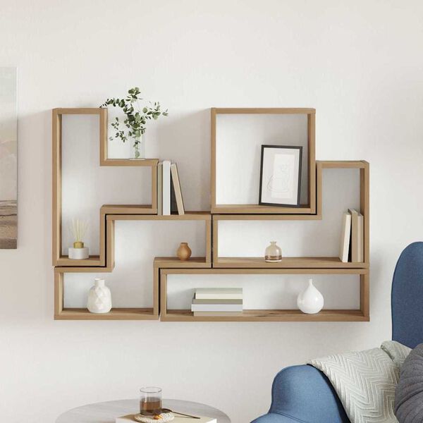 vidaXL Estante de pared Roble artesanal 96 x 12 x 64 cm