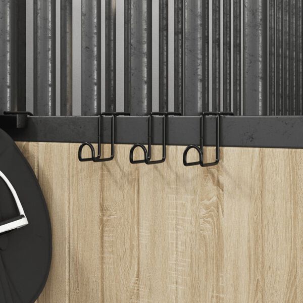 vidaXL Percheros para colgar bridas 3 unidades acero negro