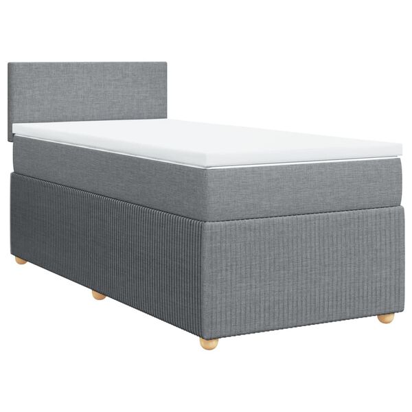 vidaXL Cama box spring con colch&oacute;n tela gris claro 90x200 cm