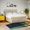 vidaXL Cama box spring con colch&oacute;n tela color crema 180x200 cm