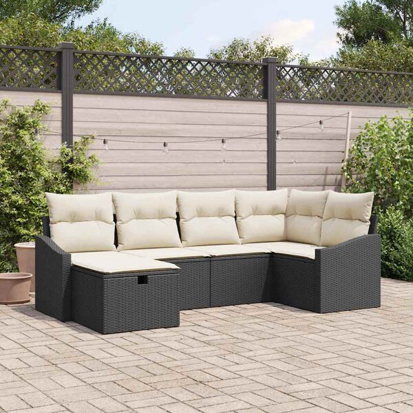 vidaXL Conjunto de sof&aacute; de jard&iacute;n 6 pcs Negro 55 x 62 x 69 cm