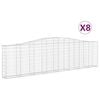 vidaXL Cestas de gaviones 8 uds forma de arco hierro 400x30x100/120 cm