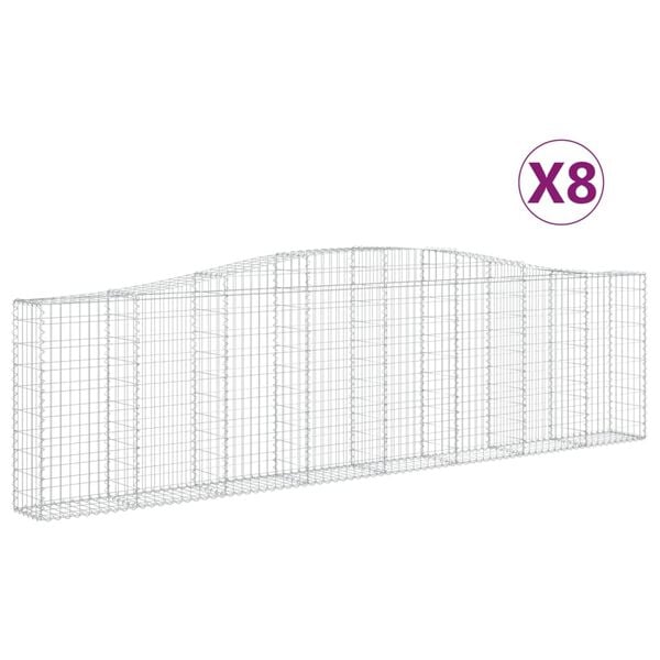 vidaXL Cestas de gaviones 8 uds forma de arco hierro 400x30x100/120 cm