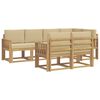 vidaXL Conjunto de sof&aacute;s de exterior 7 uds. y Beige Poli&eacute;ster