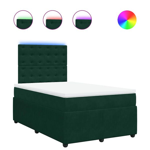 vidaXL Cama box spring con colch&oacute;n terciopelo verde oscuro 120x200 cm