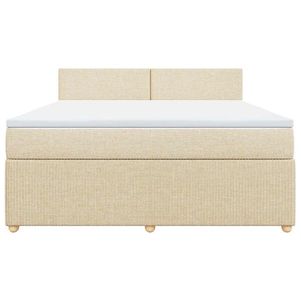 vidaXL Cama box spring con colch&oacute;n tela color crema 180x200 cm