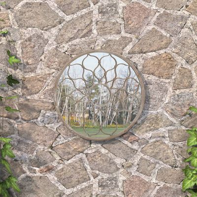 vidaXL Espejo de jardín redondo hierro arena uso exterior 60x3 cm