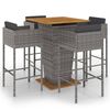 vidaXL Set muebles de bar jard&iacute;n 5 pzas y cojines rat&aacute;n sint&eacute;tico gris