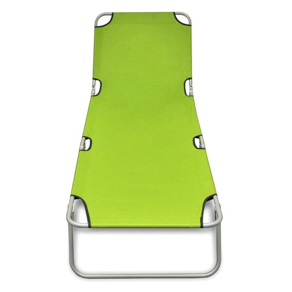 vidaXL Tumbona plegable de acero con recubrimiento polvo verde manzana