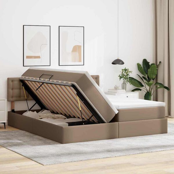 vidaXL Cama con almacenamiento Capuchino 180 x 200 cm Cuero sint&eacute;tico