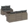 vidaXL Juego de Sof&aacute; 6 uds. Gris rat&aacute;n sint&eacute;tico