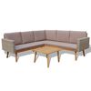 vidaXL Set de muebles de jard&iacute;n 4 piezas y cojines rat&aacute;n PE gris