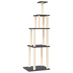 vidaXL Rascador para gatos con postes de sisal gris oscuro 183 cm